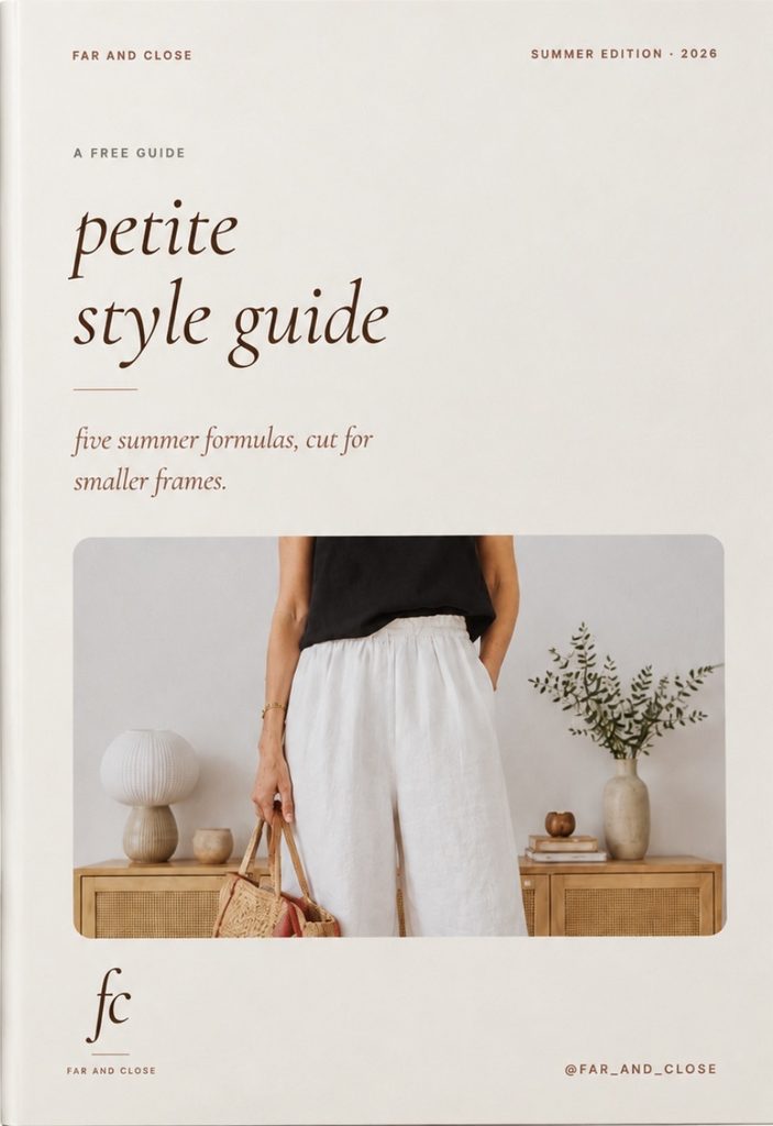 cover of the free petite style guide, summer edition 2026: five summer formulas, cut for smaller frames