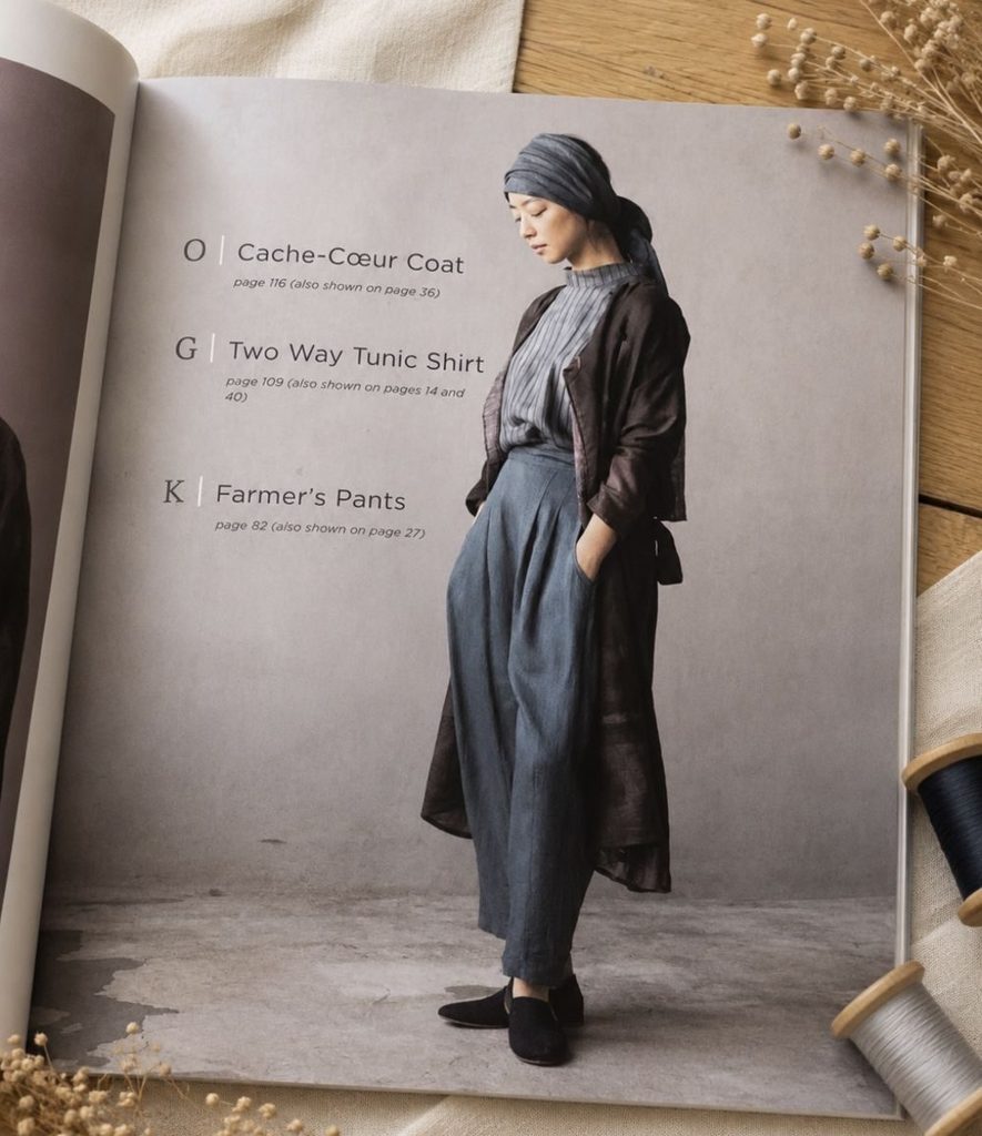 The Cache-Coeur Coat layered over the Two Way Tunic Shirt and Farmer's Pants from A Year of Sewing with Nani Iro